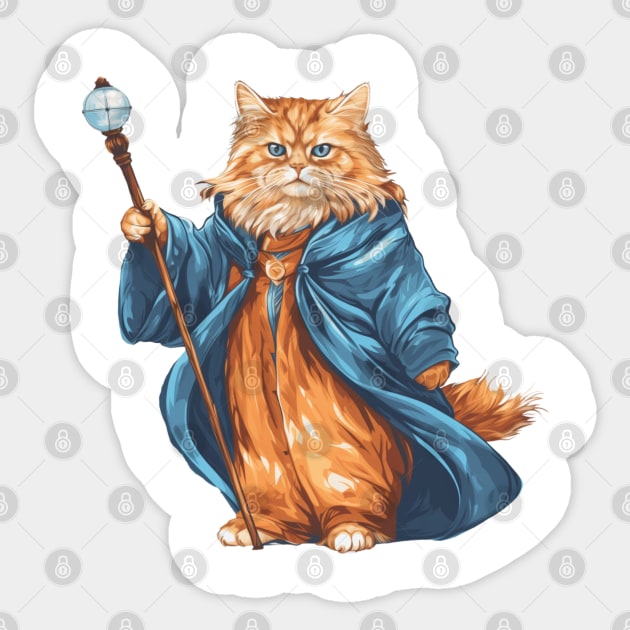 The Magical Tabby Cat Wizard Sticker by Nativusus